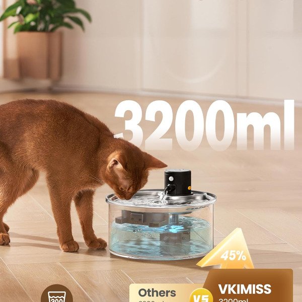 Kattenfontein Draadloze Drinkfontein Voor Kat: Katten 3,2 L Met Bewegingsmelder Waterfontein Accu Sensor Draadloos Roestvrij Stalen 1418096044